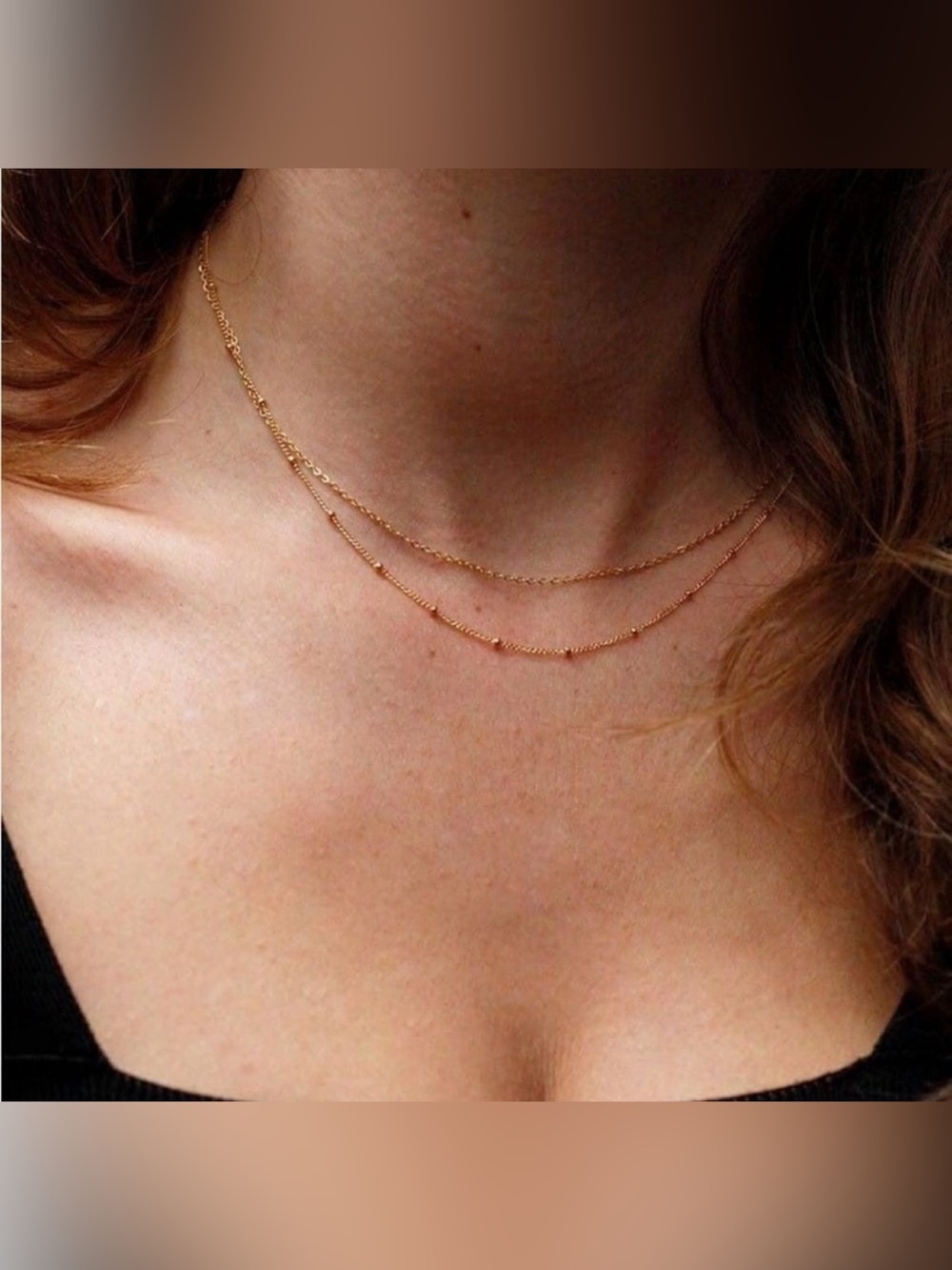 14k Gold Plated Dainty Beaded Layered Necklace